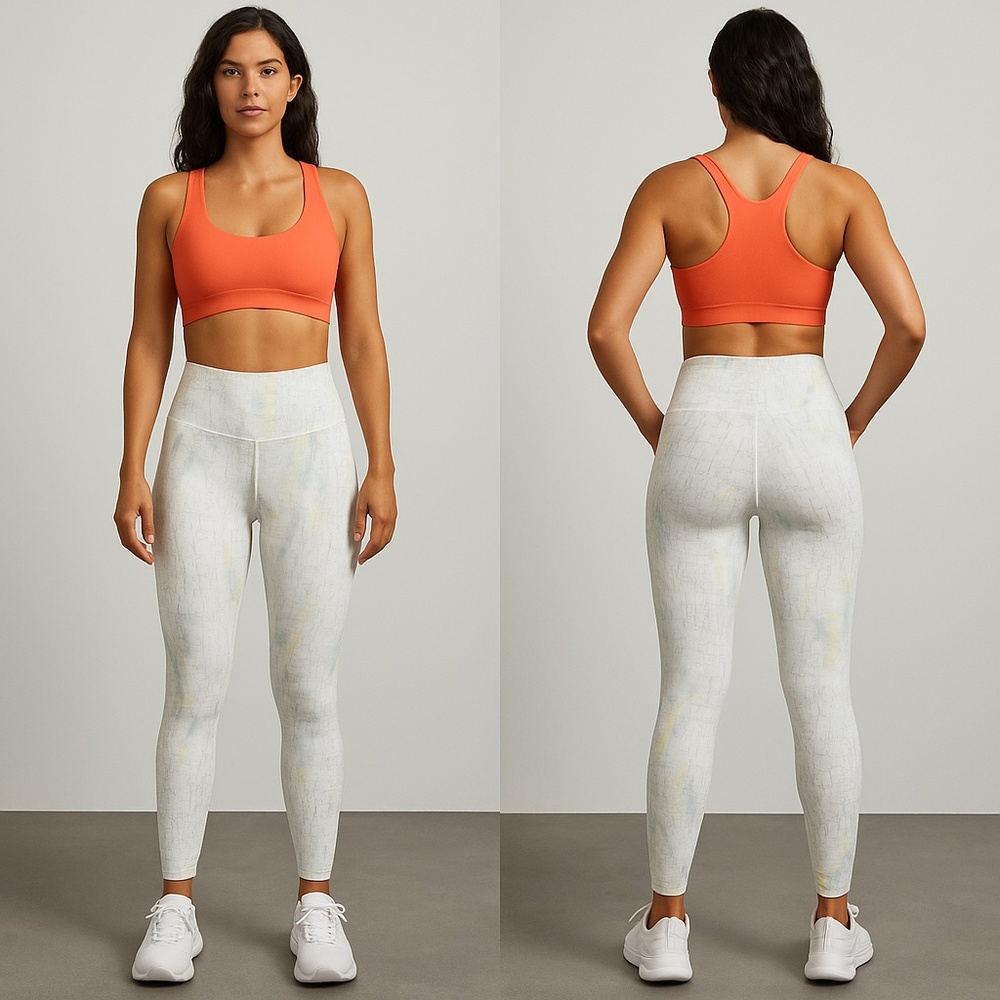 Like New Fabletics White and Yellow Patterned Leggings